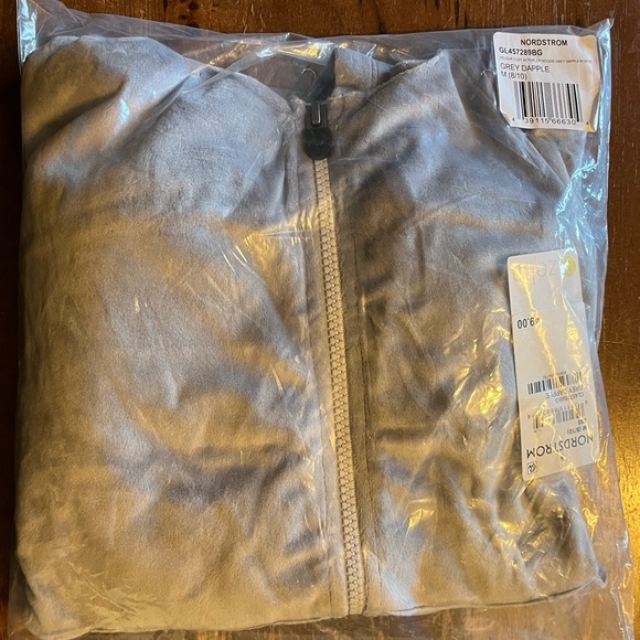 Zella Velour Crushed Velvet Full-Front Zipper Hooded Jacket, Grey Dapple M(8/10) - Picture 14 of 14